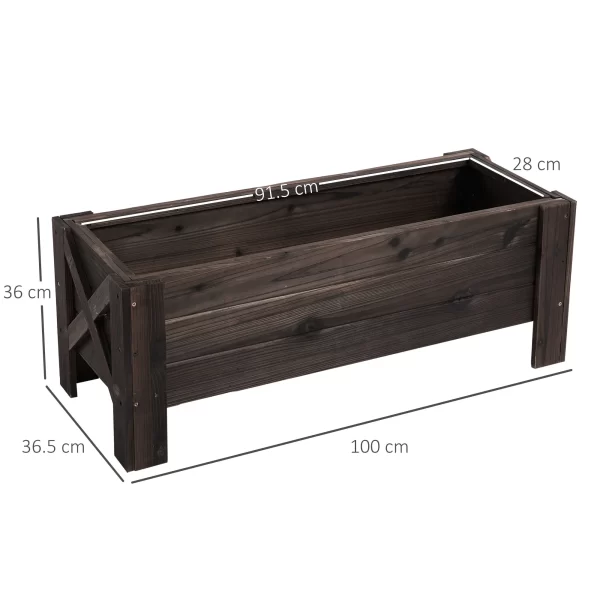 Outsunny bed for raised vegetable garden and rectangular outdoor flower, 100x36.5x36cm - Image 3