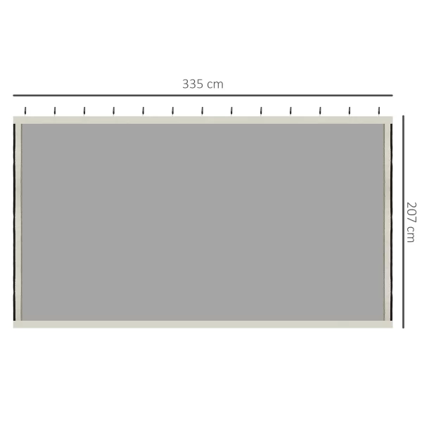 Outsunny Gazebo mosquitoes universal spare spare curtains with hinges, 335x207cm - black and beige - Image 3