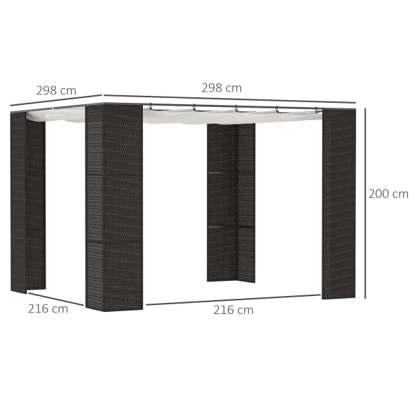 LEONA | Garden Pergola with sliding curtain, metal structure and rattan effect | 2,98x2.98x2m - Image 3