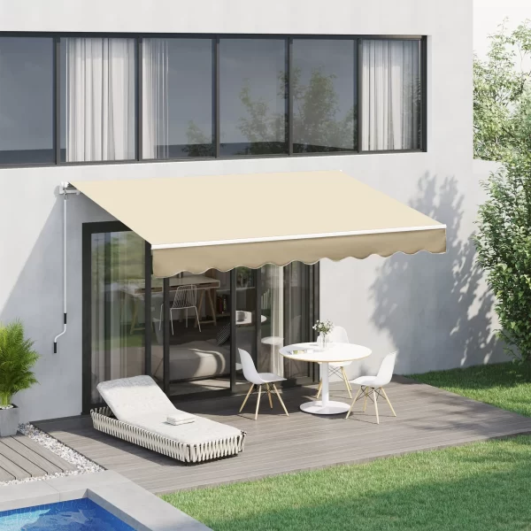Outsunny sun curtains roller shuttle manual with waterproof polyester wall, beige, 395x245cm - Image 2