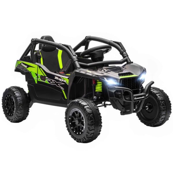 Electric Ride-On Toy Car for Children 3-5 Years Old, 12V, Licensed by KAWASAKI, Dual Motor, Remote Control and Music, Black