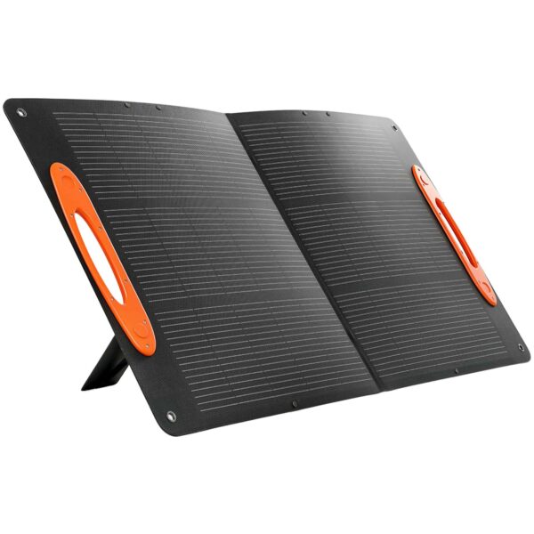 100W Foldable Solar Charger with USB-A and USB-C Ports for Fast Charging, IP67, Black