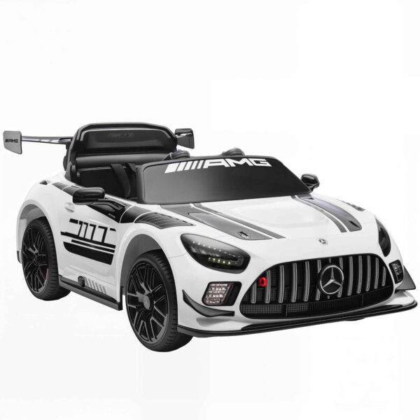 Electric Ride-On Car for Kids 3-8 Years Old Mercedes-AMG 12V with Remote Control, LED Lights, Transport Wheels, White