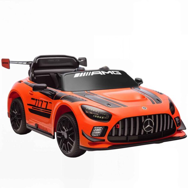 Electric Car for Children 3-8 Years Mercedes-AMG 12V with Remote Control, LED Lights, Transport Wheels, Orange