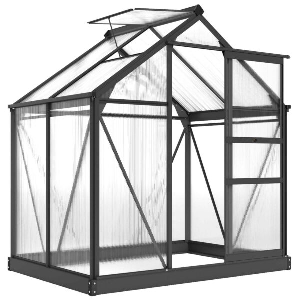 Polycarbonate and Aluminum Garden Greenhouse with Sliding Door and Window, 190x132x201 cm, Grey