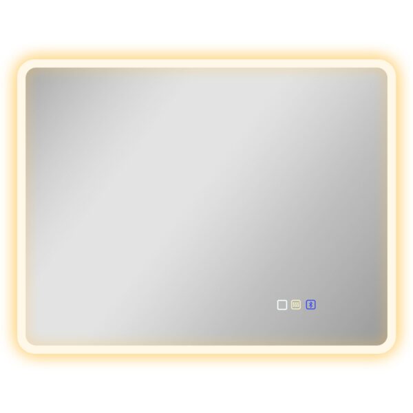 Bluetooth LED Bathroom Mirror, Touch Switch, Adjustable Light, 3 Colors, Anti-Fog, 70 x 90 cm, Silver