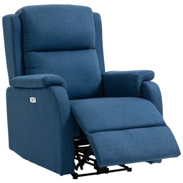 Electric Recliner Chair with Footrest in Linen Effect Fabric, 79x90x106 cm, Dark Grey