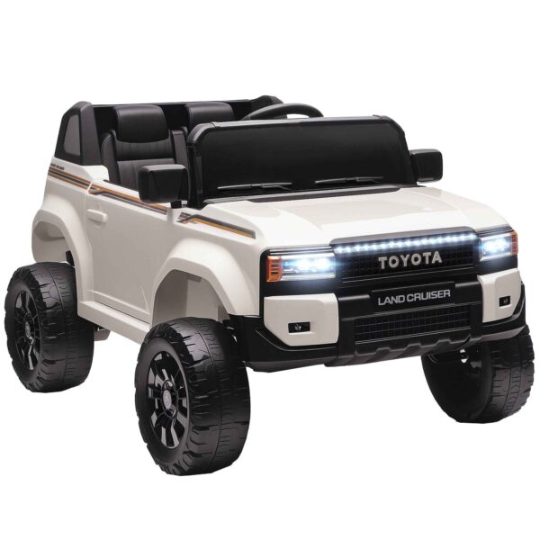 TOYOTA Land Cruiser 12V Electric Ride-On Toy Car with Remote Control, Ages 3-6, White