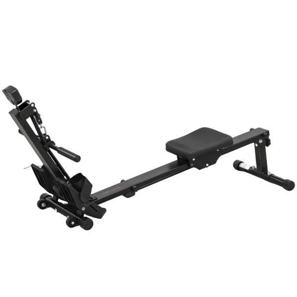 SPORTNOW Folding Rowing Machine with LCD Monitor and Padded Seat, Elastic Resistance, 150 kg Capacity