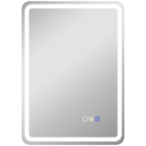 LED Bathroom Mirror with Bluetooth, Adjustable Lighting and Memory Function, Tempered Glass, 70x50x3.5 cm