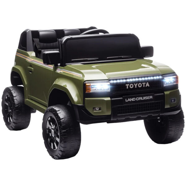 Toyota Land Cruiser 12V Electric Ride-On Toy Car with Remote Control, Ages 3-8, Green
