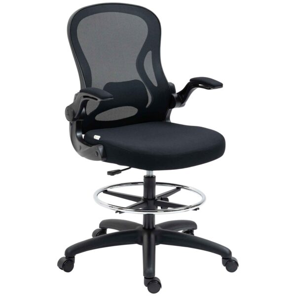 Office Chair with Lumbar Support, Adjustable Height and Flip-Up Armrests, 59x65x102-122 cm, Black