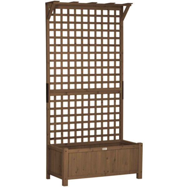 Garden Planter with Trellis for Climbing Plants in Fir Wood, 90x45x183 cm, Brown