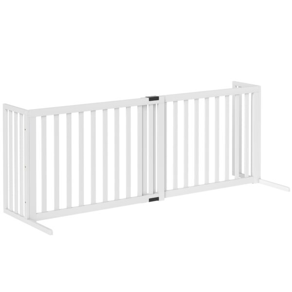 PawHut Extendable Freestanding Wooden Dog Gate for Small and Medium Dogs, 102-183x57x70 cm, White