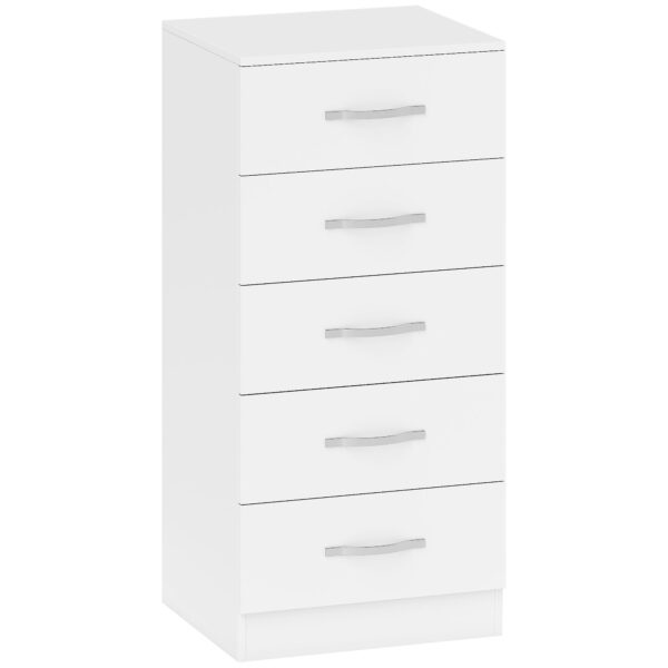 HOMCOM 5-Drawer Chest of Drawers, Modern Style, Chipboard, 40x35x85 cm, White