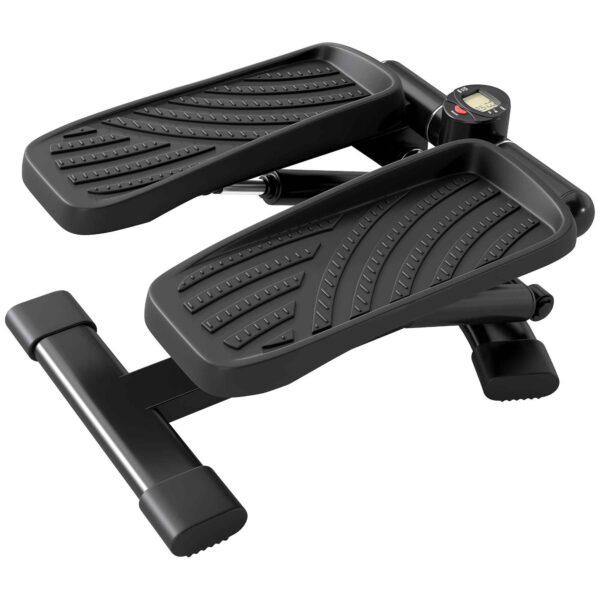 SPORTNOW 2-in-1 Stepper Twister with LCD Monitor, Large Non-Slip Pedals, 100 kg Capacity, Black