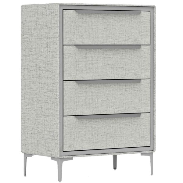 HOMCOM 4-Drawer Steel Chest of Drawers with Linen-Effect Fabric Covering, 60x36x88 cm, Grey