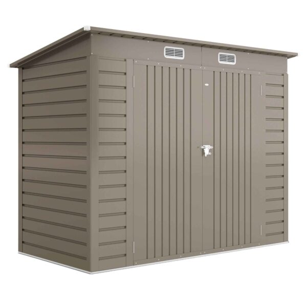 Steel Tool Shed with 2 Vents and Latch, 249x121x183 cm, Light Grey