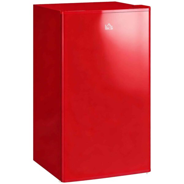 HOMCOM 91L Small Reversible Single-Door Refrigerator with Freezer and Adjustable Temperature, Red