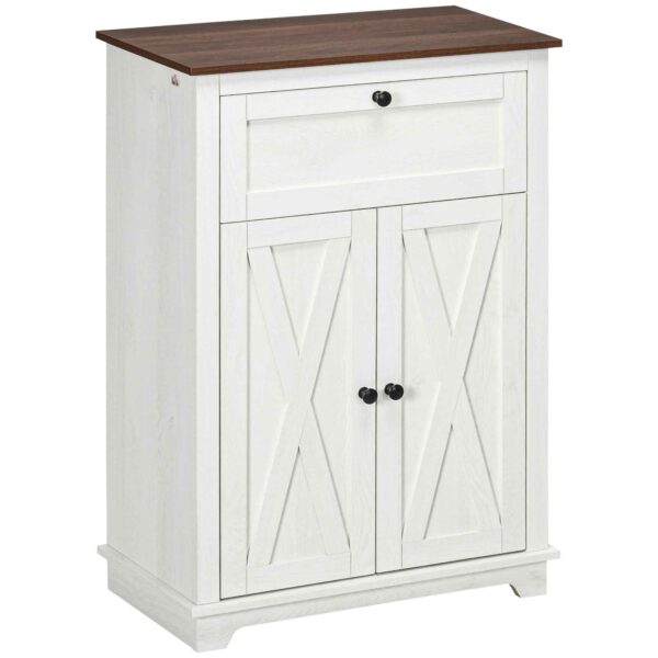 HOMCOM Rustic Style Kitchen Sideboard with Drawer and Adjustable Shelf, White