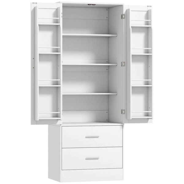 HOMCOM Kitchen Cabinet Sideboard with 8 Spice Racks and 2 Drawers, 60x40x159 cm, White