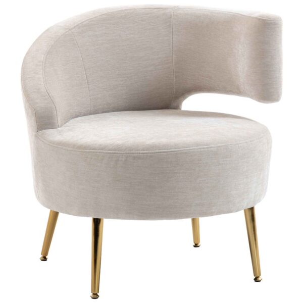 HOMCOM Modern Cream White Chenille Upholstered Chair with Arched Backrest, 69x65x67 cm