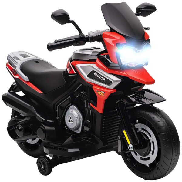 Children's Electric Motorcycle with Wheels, Mirrors and Footrest, Made of PP and Metal, 85.5x44.5x56 cm, Red