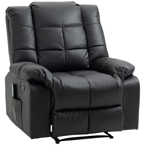 HOMCOM Relaxing Chair with 8 Massage Points and 165° Reclining in Faux Leather, Black