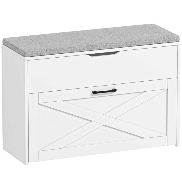 HOMCOM Shoe Bench with Folding Drawer and Storage, Capacity for 8 Pairs of Shoes, 80x30x55 cm, White