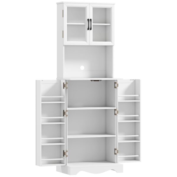HOMCOM Kitchen Cabinet with 2 Cabinets and 8 Shelves, Wood and Acrylic, 60x39.5x179.6 cm, White