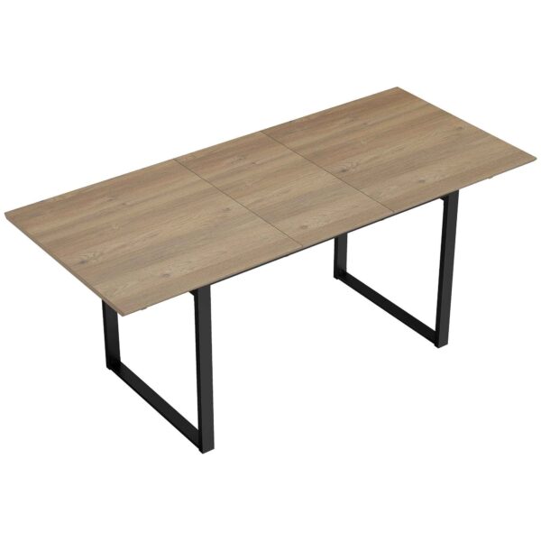 Industrial Dining Table for 6-8 People with Round Drop-Leaf Top, in Wood and Steel, 180x80x75 cm