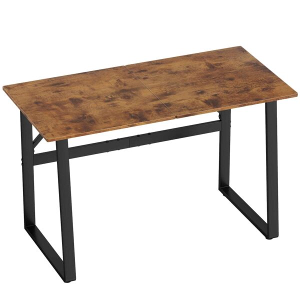 HOMCOM Industrial Style Bedroom Desk with Rounded Corners, Wood and Steel, 120x60x76 cm, Black and Brown