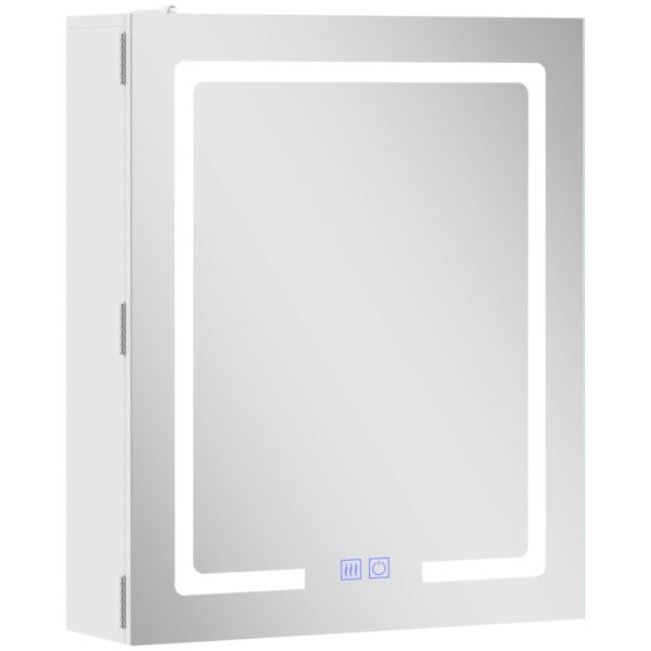 HOMCOM Bathroom Cabinet with Mirror, Adjustable LED Light and Anti-Fog System, 50x15x60 cm, White