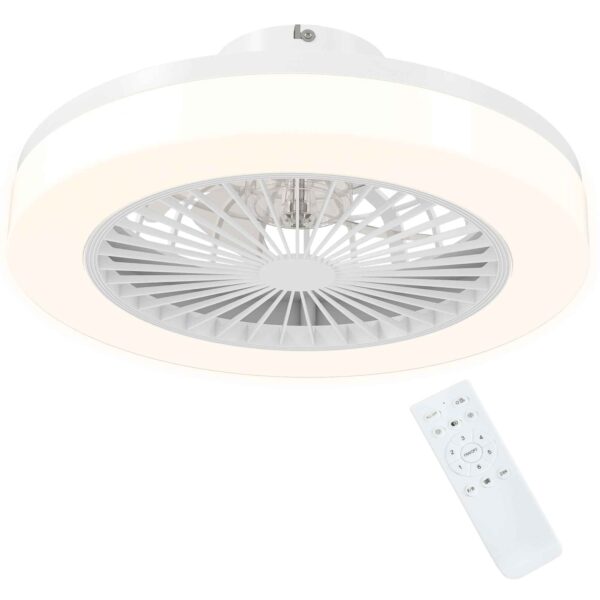 HOMCOM Ceiling Fan with Adjustable LED Light and 6 Speeds, Made of Plastic and Acrylic, Ø46x16 cm, White