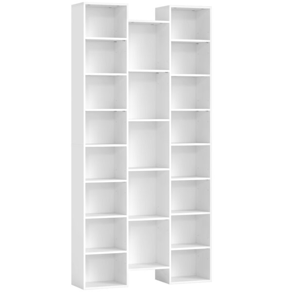 HOMCOM Modern Wooden Bookcase, 181 cm High, with 21 Compartments and 10 Adjustable Shelves, White