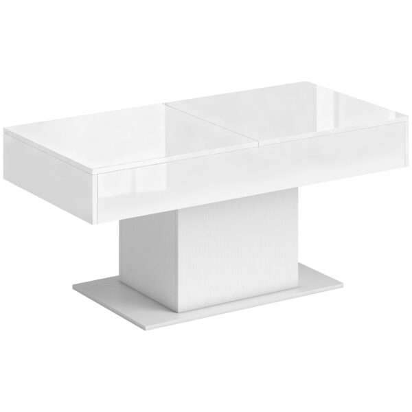 HOMCOM Extendable Coffee Table with Modern Storage, 108-178.5x53x49 cm, Gloss White