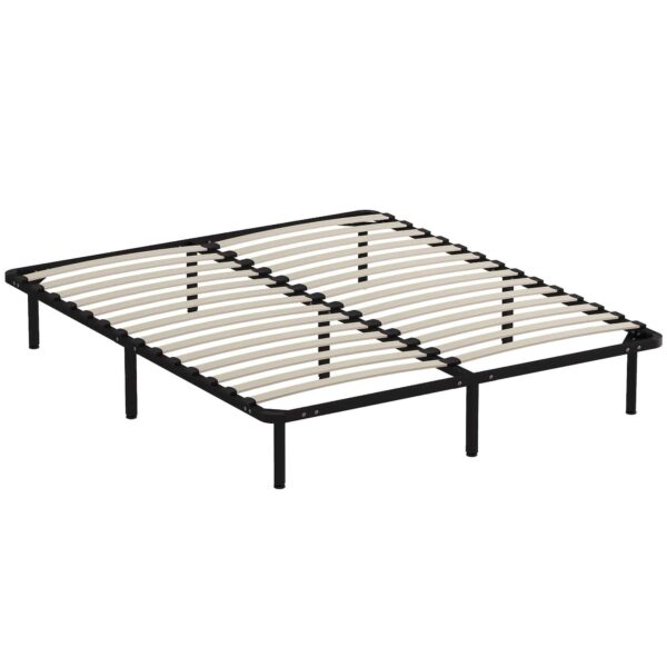HOMCOM Industrial Double Bed with 28 Slats and Storage Space, in Wood and Steel, 190x160x31 cm, Black and Wood