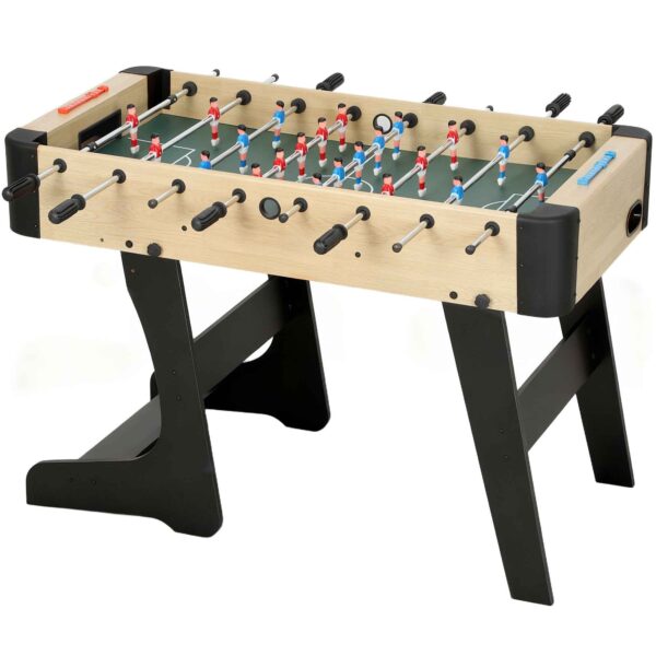 SPORTNOW Folding Table Football with Non-Slip Grips, 2 Balls and Scoreboard, Green and Wood Color