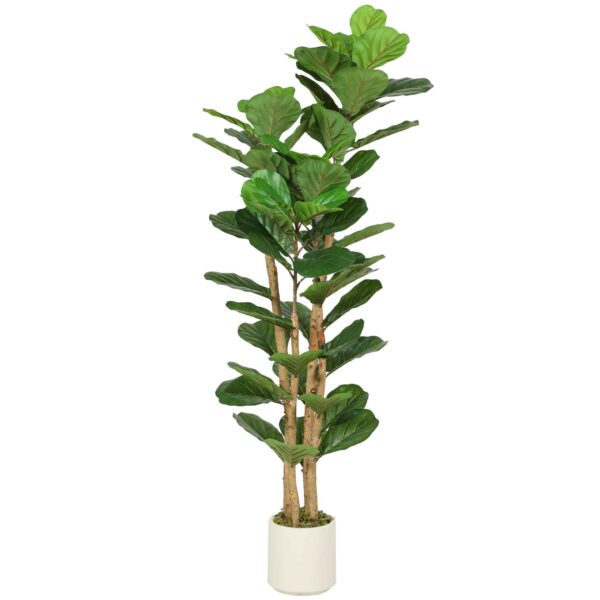 HOMCOM Artificial Green Fig Plant in PEVA and Wood with PP and Cement Container Pot, 50x50x150 cm