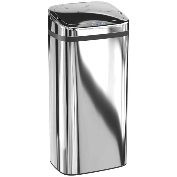 HOMCOM 40L Waste Bin with Sensor for Automatic Opening and Closing, 33x25x70 cm, Silver