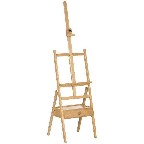 Height-Adjustable Painter's Easel with Drawer, Beech Wood, 43.5x43x150-190 cm