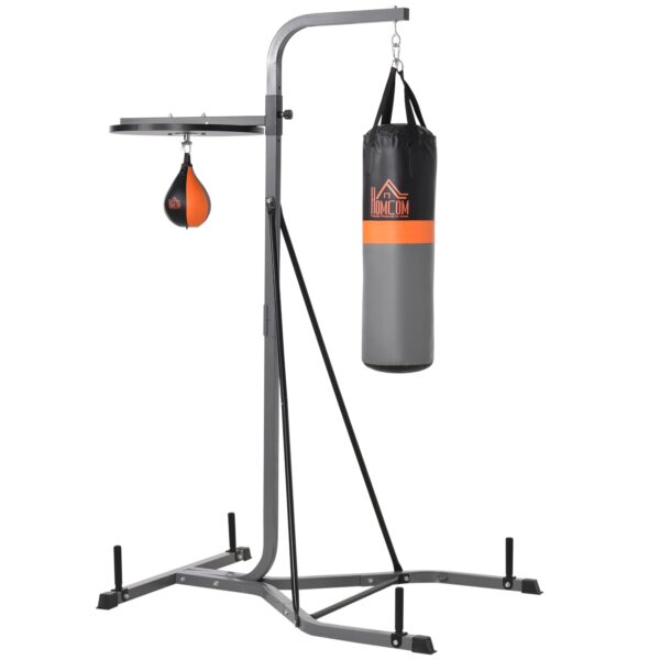 HOMCOM Adjustable Multipurpose Station with 20kg Punching Bag and Punching Ball for Boxing Training