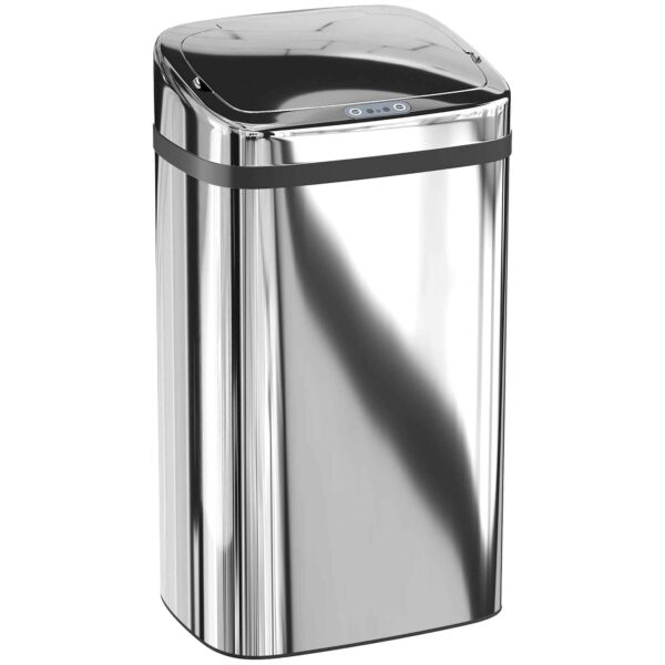 HOMCOM 30L Waste Bin with Sensor for Automatic Opening and Closing, 33x25x57.5 cm, Silver