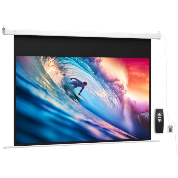 HOMCOM 84-Inch Projector Screen with Remote Control, PVC and Metal, 212 x 8 x 150 cm, White