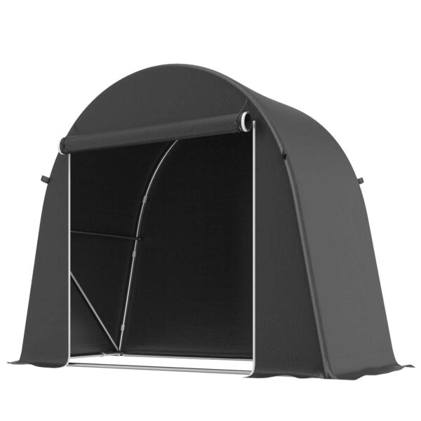 Outsunny Bike and Tool Storage Tent with Zippered Entrance, PE and Metal, 245x120x200 cm, Dark Grey