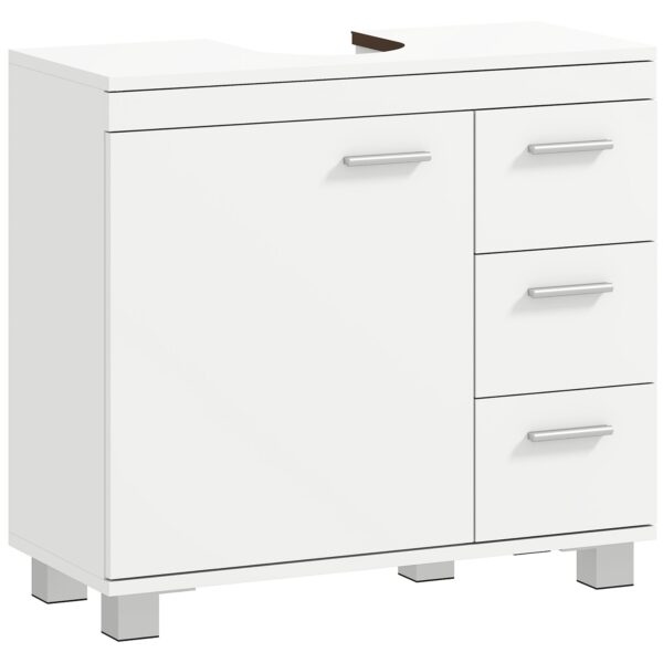 HOMCOM Bathroom Vanity Unit with Cabinet, Shelves and Drawers, White