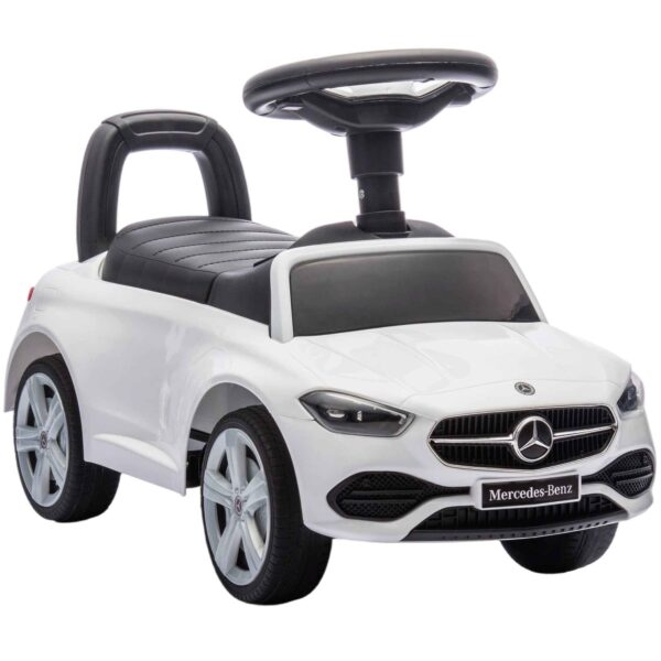 AIYAPLAY Mercedes Benz Licensed Ride-On Toy Car with Horn and Storage Space, 65x28x39 cm, White