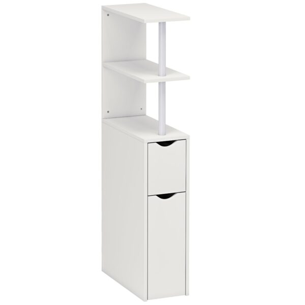 HOMCOM Space-Saving Bathroom Column with 2 Drawers and Open Shelves, 20x45x115 cm, White