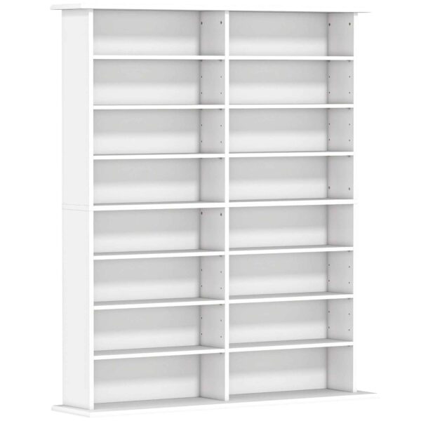 HOMCOM 16-Tier Modern Design Wooden CD Bookcase, 106.5x24x126.3 cm, White