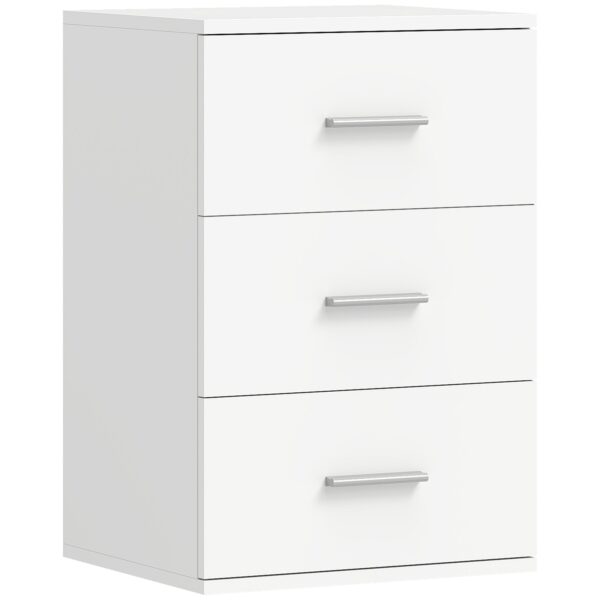 HOMCOM Modern and Multipurpose Bedside Table with 3 Drawers for Bedroom and Living Room, 40x35x60 cm, White